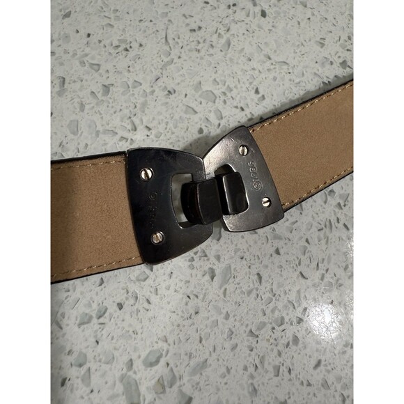 Brighton Women’s Belt S Black Leather Metal Folding Hinge Silver 1996 Vtg EUC main image 5